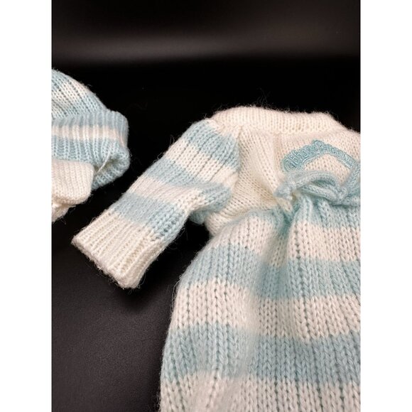 CPK Cabbage Patch Kids Vtg Baby Bean Butt BBB Blue White Knit Sleeper With Hat - Picture 4 of 13